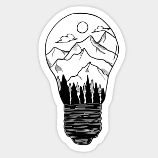 Mountains in a lightbulb creative handdrawn Gift Sticker